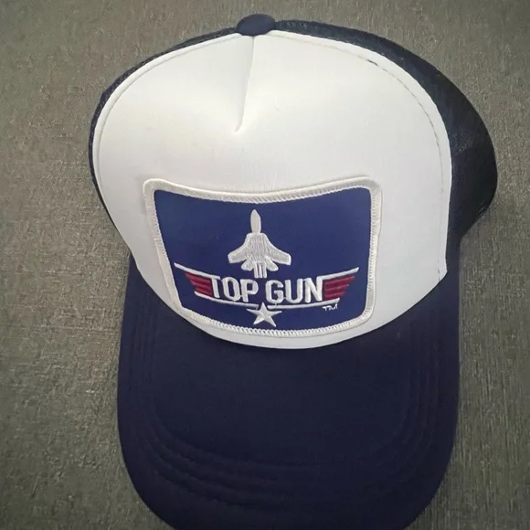 Navy Mesh Trucker Hat with Top Gun Patch - Picture 4 of 4